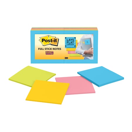 Post-It Full Stick Notes, 3 x 3, Assorted Rio de Janeiro Colors, 25/Pad, PK16 F330-16SSAU